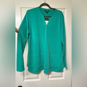 Green label Lauren Ralph Lauren Green long sleeve Top w split side